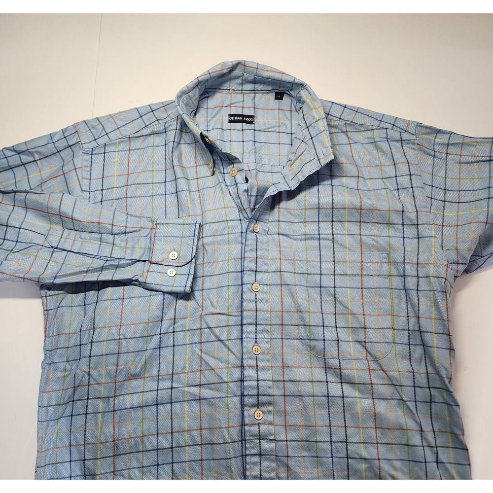 Gitman Bros Mens Size M Blue Plaid Long Sleeve Button Down Shirt